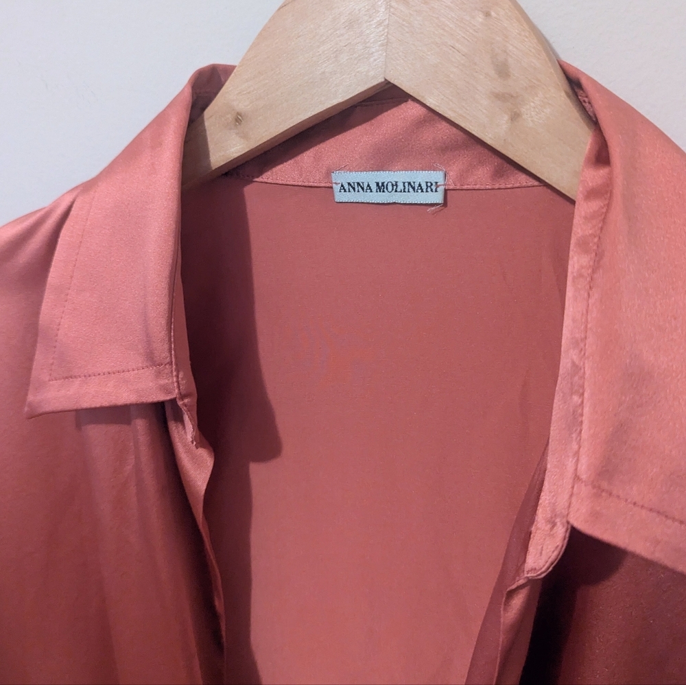 Anna Molinari Pink Silk Tie Top - Picture 2 of 10
